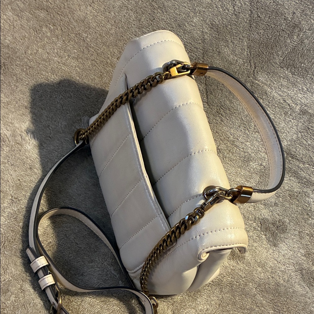 Tory Burch Cream Quilted Shoulder Bag with Gold Accents - Picture 15 of 15